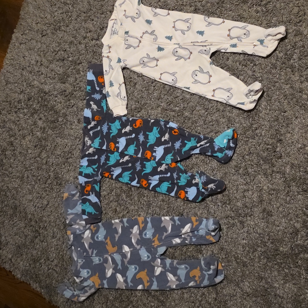 Dinosaur and Penguin Print Kids One Pieces